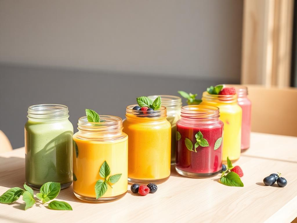 Variedad de smoothies y batidos